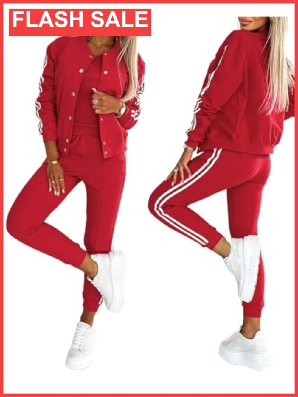 Women's 3 Piece Bomber Jacket Tracksuit Set Airport Travel Outfit